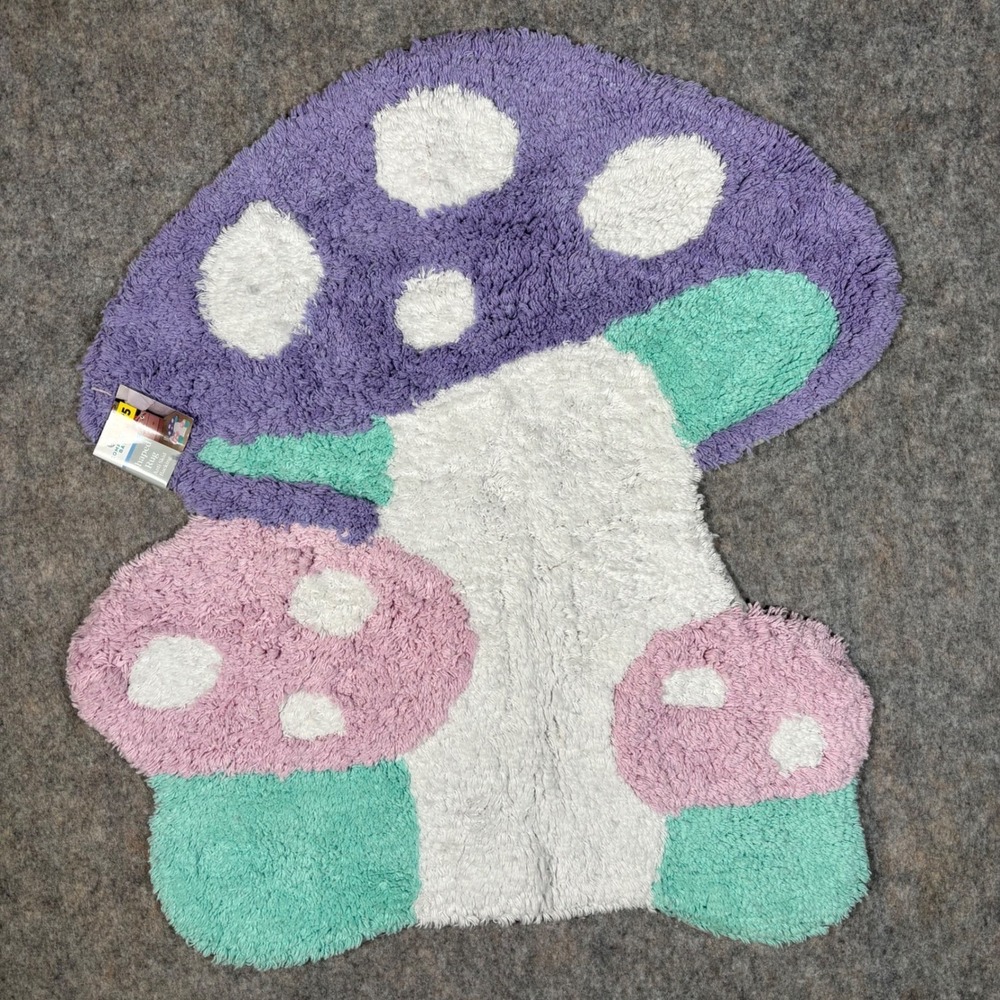 Comfort Bay Mushroom Shaped Rug 23x25 Purple Pink NEW Anti Skid Backing